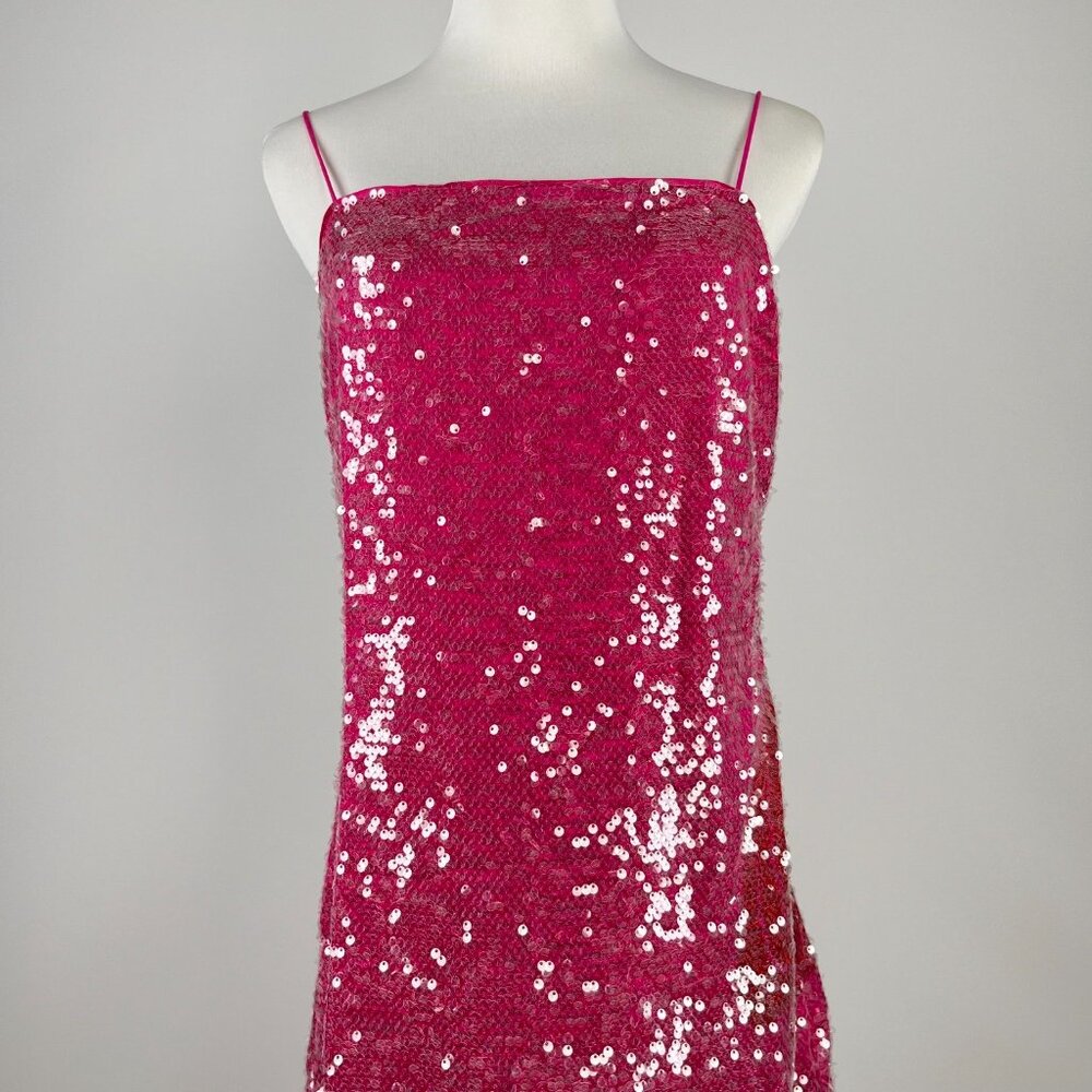 $450 NWT Farm Rio Pink Sequins Anthurium Flowers Slip Maxi Dress Size L - Picture 7 of 15